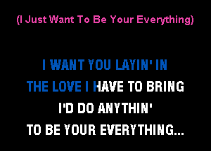 (I Just Want To Be Your Everything)

I WANT YOU LAYIH' IN
THE LOVE I HAVE TO BRING
I'D DO AHYTHIH'

TO BE YOUR EVERYTHING...