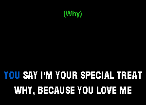 (Why)

YOU SAY I'M YOUR SPECIAL TREAT
WHY, BECAUSE YOU LOVE ME