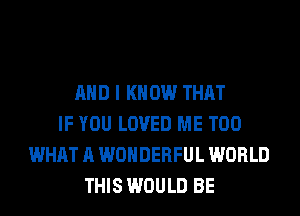 AND I K 0W THAT
IF YOU LOVED ME TOO
WHAT A WONDERFUL WORLD
THIS WOULD BE