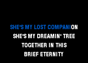 SHE'S MY LOST COMPANION
SHE'S MY DREAMIH' TREE
TOGETHER IN THIS
BRIEF ETERNITY