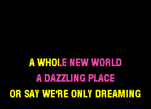 A WHOLE NEW WORLD
A DAZZLIHG PLACE
0R SAY WE'RE ONLY DREAMIHG