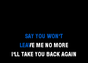 SAY YOU WON'T
LEAVE ME 0 MORE
I'LL TAKE YOU BACK AGAIN