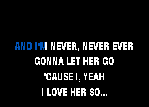 AND I'M NEVER, NEVER EVER
GONNA LET HER GO
'CAU SE l, YEAH
I LOVE HER SO...