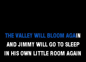 THE VALLEY WILL BLOOM AGAIN
AND JIMMY WILL GO TO SLEEP
IN HIS OWN LITTLE ROOM AGAIN