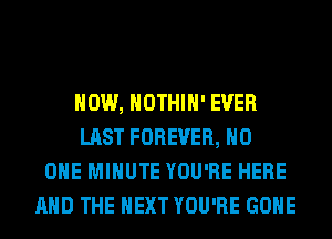 HOW, HOTHlH' EVER
LAST FOREVER, NO
ONE MINUTE YOU'RE HERE
AND THE NEXT YOU'RE GONE