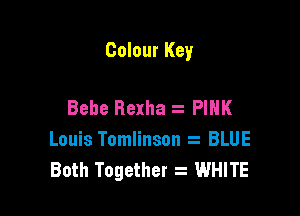 Colour Key

Bebe Bexha z PINK
Louis Tomlinson z BLUE
Both Together z WHITE