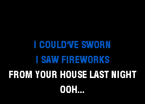 I OOULD'VE SWORH

I SAW FIREWORKS
FROM YOUR HOUSE LAST NIGHT
00H...