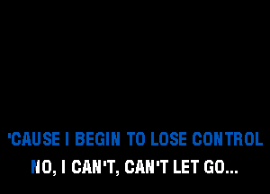 'CAUSE I BEGIN TO LOSE CONTROL
NO, I CAN'T, CAN'T LET GO...