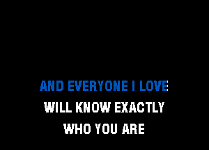 AND EVERYONE I LOVE
WILL KN 0W EXACTLY
WHO YOU ARE