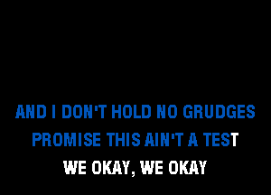 AND I DON'T HOLD H0 GRUDGES
PROMISE THIS AIN'T A TEST
WE OKAY, WE OKAY