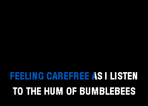 FEELING CAREFREE AS I LISTEN
TO THE HUM 0F BUMBLEBEES