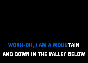 WOAH-OH, I AM A MOUNTAIN
AND DOWN IN THE VALLEY BELOW