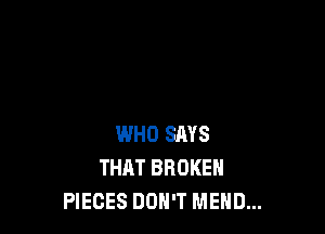 WHO SRYS
THAT BROKEN
PIECES DON'T MEHD...