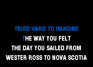 I'VE LOOKED AT THE OCEAN
TRIED HARD TO IMAGINE
THE WAY YOU FELT
THE DAY YOU SAILED FROM
WESTER ROSS T0 NOVA SCOTIA