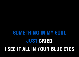 SOMETHING IN MY SOUL
JUST CRIED
I SEE IT ALL IN YOUR BLUE EYES