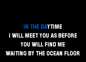 IN THE DAYTIME
I WILL MEET YOU AS BEFORE
YOU WILL FIND ME
WAITING BY THE OCEAN FLOOR