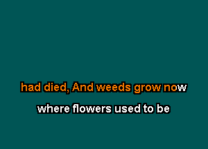 had died, And weeds grow now

where flowers used to be