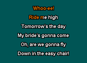 Whoo-ee!
Ride me high
TomorroWs the day
My bridds gonna come

0h, are we gonna f1y

Down in the easy chair!