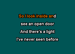 So I look inside and

see an open door

And there's a light

I've never seen before