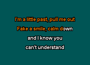 I'm a little past, pull me out

Fake a smile, calm down
and I know you

can't understand