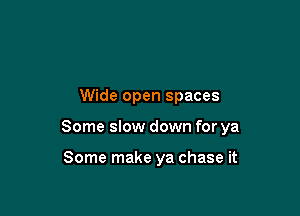 Wide open spaces

Some slow down for ya

Some make ya chase it