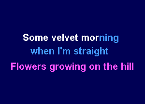 Some velvet morning
when I'm straight

Flowers growing on the hill