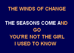 THE WINDS OF CHANGE

THE SEASONS COME AND
GO
YOU'RE NOT THE GIRL
I USED TO KNOW