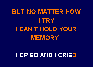 BUT NO MATTER HOW
I TRY
I CAN'T HOLD YOUR
MEMORY

l CRIED AND I CRIED