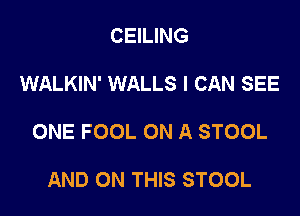 CEILING

WALKIN' WALLS I CAN SEE

ONE FOOL ON A STOOL

AND ON THIS STOOL