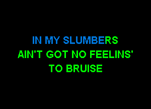 IN MY SLUMBERS
AIN'T GOT NO FEELINS'

TO BRUISE