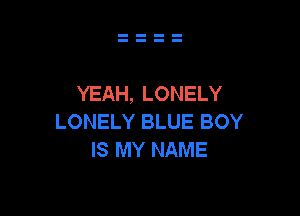 YEAH, LONELY

LONELY BLUE BOY
IS MY NAME