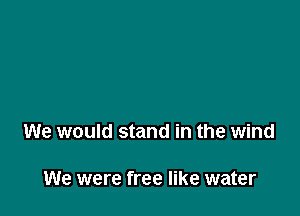 We would stand in the wind

We were free like water