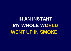 IN AN INSTANT
MY WHOLE WORLD

WENT UP IN SMOKE