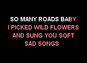 SO MANY ROADS BABY
I PICKED WILD FLOWERS

AND SUNG YOU SOFT
SAD SONGS