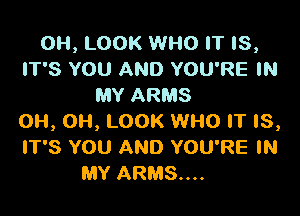 0H, LOOK WHO IT IS,
IT'S YOU AND YOU'RE IN
MY ARMS

OH, OH, LOOK WHO IT IS,
IT'S YOU AND YOU'RE IN
MY ARMS...