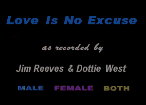 Love (Is No Exam

cuc-

MMMQ,

Jim Reeves 5 Dottie West-

MALE FEMALE BOTH