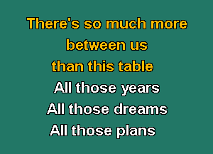 There's so much more
between us
than this table

All those years
All those dreams
All those plans