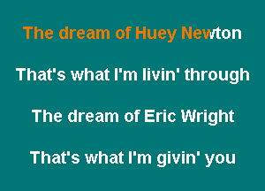 The dream of Huey Newton
That's what I'm Iivin' through

The dream of Eric Wright

That's what I'm givin' you