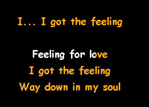 I... I go? the feeling

Feeling for love

I got The feeling

Way down in my soul