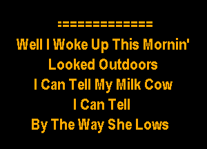Well I Woke Up This Mornin'
Looked Outdoors
I Can Tell My Milk Cow
I Can Tell
By The Way She Lows