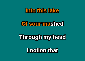 Into this lake

0f sour mashed

Through my head

I notion that