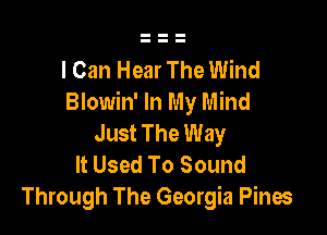 I Can Hear The Wind
Blowin' In My Mind

Just The Way
It Used To Sound
Through The Georgia Pines