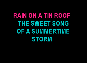 RAIN ON A TIN ROOF
THESMEETSONG
OFASUMMERHME

STORM