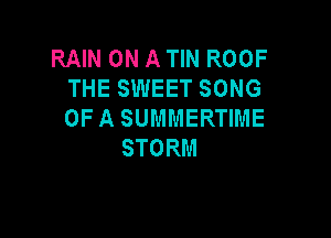RAIN ON A TIN ROOF
THESMEETSONG
OFASUMMERHME

STORM