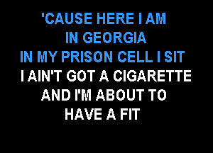 'CAUSE HERE IAM
IN GEORGIA
IN MY PRISON CELL I SIT
I AIN'T GOT A CIGARETTE
AND I'M ABOUT TO
HAVE A FIT