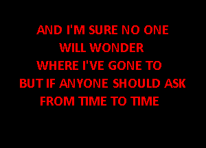 AND I'M SURE NO ONE
WILL WONDER
WHERE I'VE GONE TO
BUT IF ANYONE SHOULD ASK
FROM TIME TO TIME