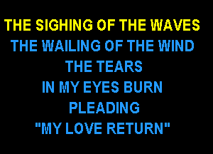 THE SIGHING OF THE WAVES
THE WAILING OF THE WIND
THE TEARS
IN MY EYES BURN
PLEADING
MY LOVE RETURN