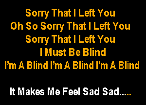 Sony That I Left You
Oh So Sony That I Left You
Sony That I Left You
I Must Be Blind
Pm A Blind Pm A Blind Pm A Blind

It Makes Me Feel Sad Sad .....