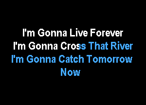 I'm Gonna Live Forever
I'm Gonna Cross That River

I'm Gonna Catch Tomorrow
Now