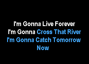 I'm Gonna Live Forever

I'm Gonna Cross That River
I'm Gonna Catch Tomorrow
Now